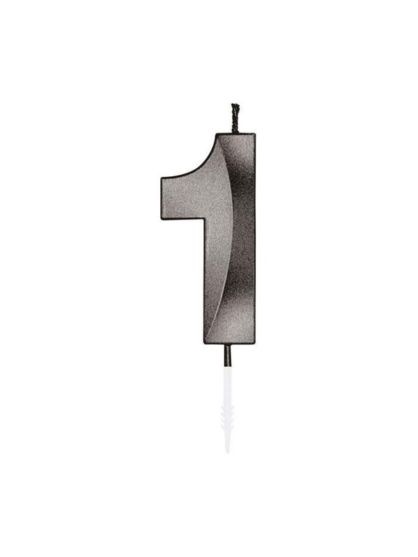 Globos Cake Candle 6cm Metallic Black no 1