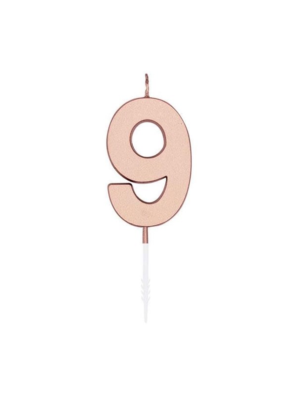 Globos Cake Candle 45cm Metallic Rose Gold no 9
