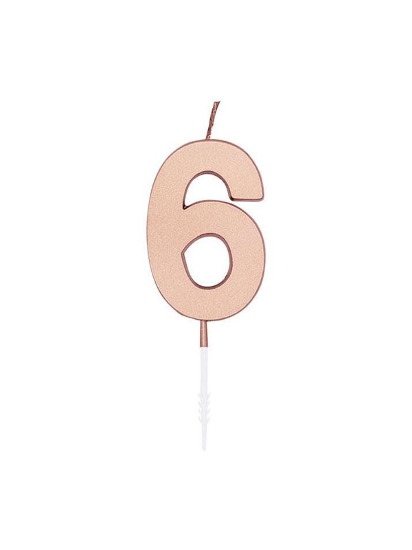 Globos Cake Candle 45cm Metallic Rose Gold no 6