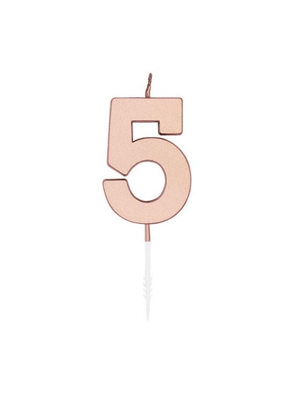 Globos Cake Candle 45cm Metallic Rose Gold no 5
