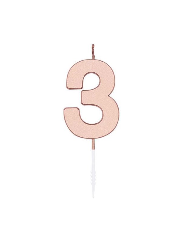 Globos Cake Candle 45cm Metallic Rose Gold no 3