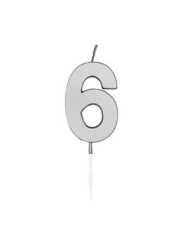 Globos Cake candle 45cm Metallic Silver no 6