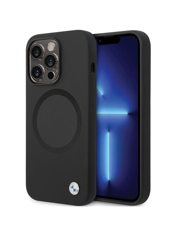BMW BMHMP14LSILBK2 Case for iPhone 14 Pro - Black Signature Liquid Silicone MagSafe