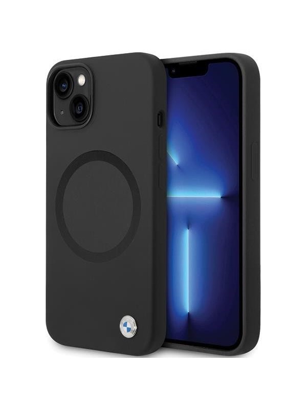 BMW BMHMP14SSILBK2 Case for iPhone 14 - Black Signature Liquid Silicone MagSafe