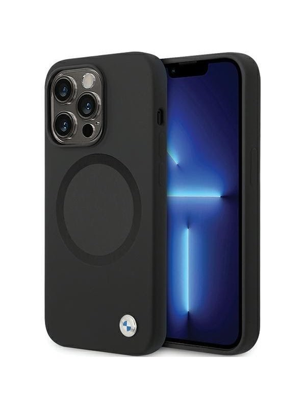 BMW BMHMP14XSILBK2 Case for iPhone 14 Pro Max 6.7" - Black Signature Liquid Silicone MagSafe