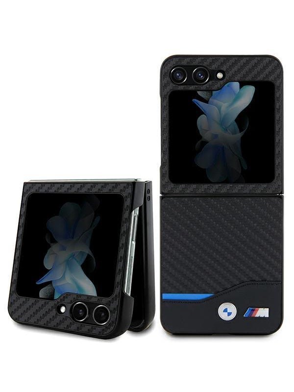 BMW Leather Carbon Case for Samsung Galaxy Z Flip 5 - Black