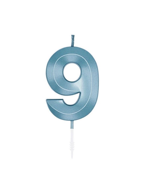 Globos Cake Candle 6cm Metallic Light Blue no 9