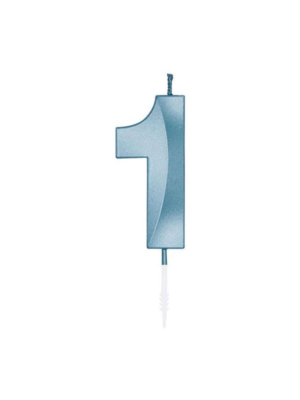 Globos Cake Candle 6cm Metallic Light Blue no 1