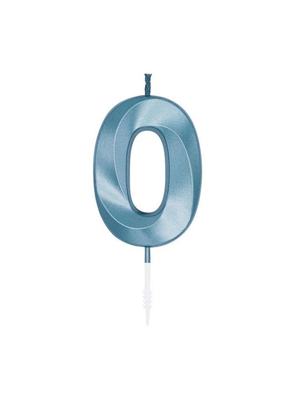 Globos Cake Candle 6cm Metallic Light Blue no 0