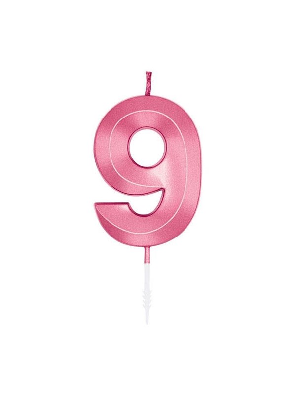 Globos Cake Candle 6cm Metallic Light Pink no 9