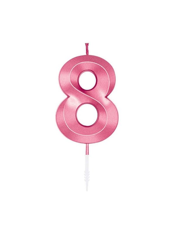 Globos Cake Candle 6cm Metallic Light Pink no 8