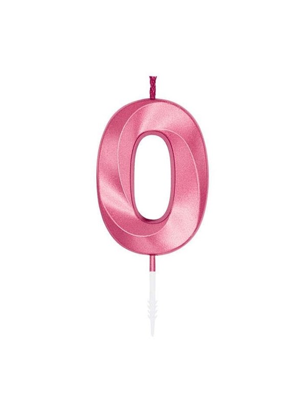 Globos Cake Candle 6cm Metallic Light Pink no 0