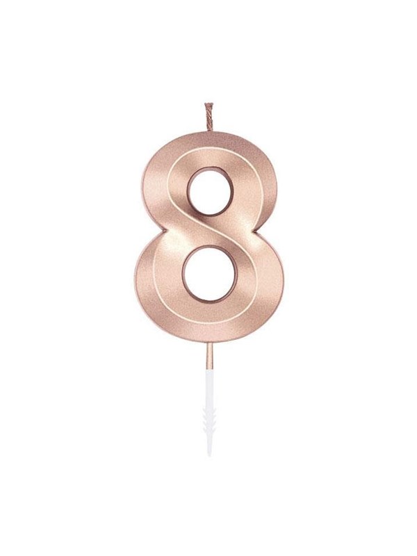 Globos Cake Candle 6cm Metallic Rose Gold no 8