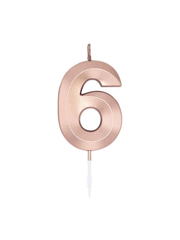 Globos Cake Candle 6cm Metallic Rose Gold no 6