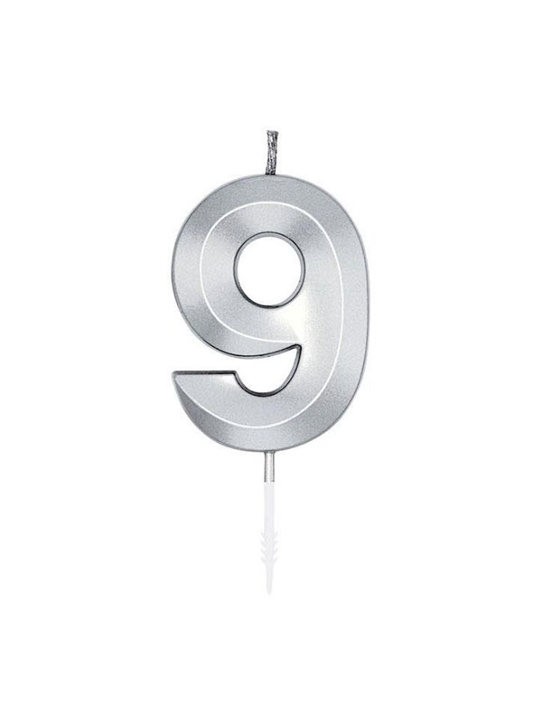 Globos Cake Candle 6cm Metallic Silver no9