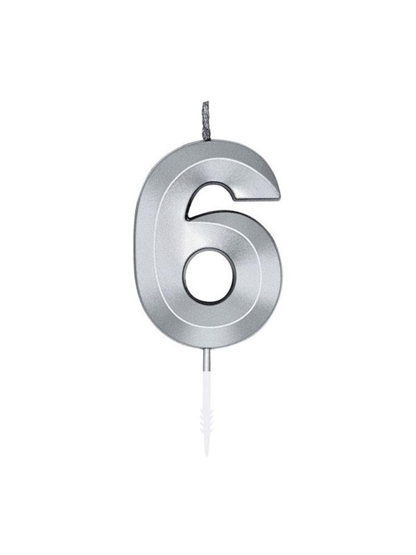 Globos Cake Candle 6cm Metallic Silver no6