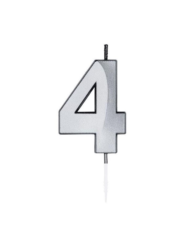 Globos Cake Candle 6cm Metallic Silver no4