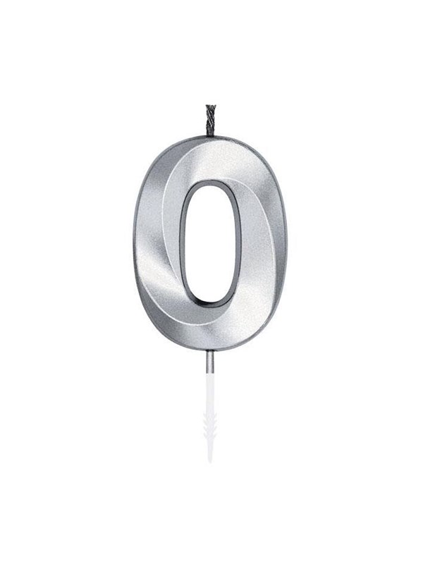 Globos Cake Candle 6cm Metallic Silver no0