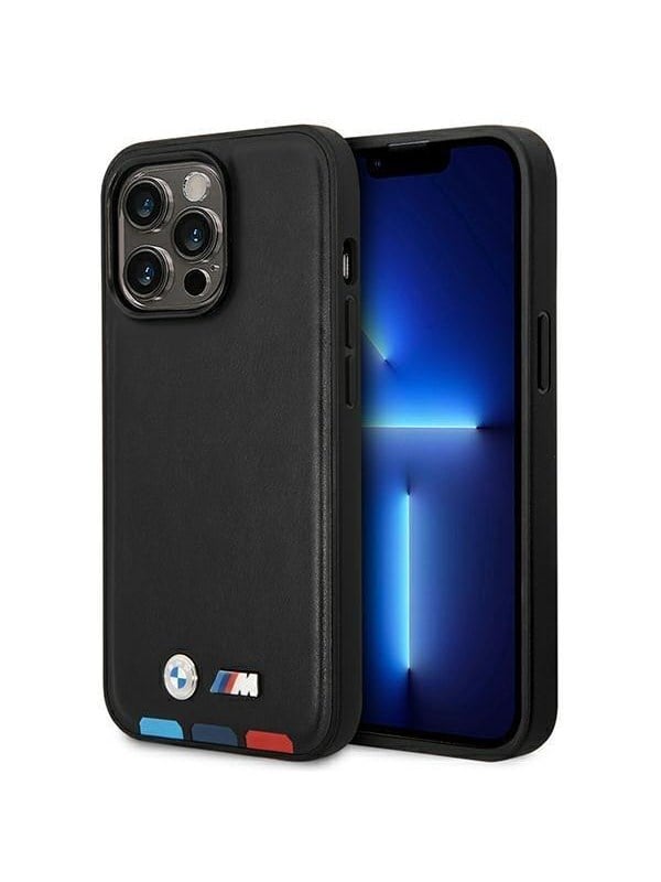 BMW BMHMP14X22PTDK iPhone 14 Pro Max 67 black  black Leather Stamp Tricolor Magsafe
