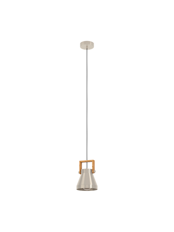 Eglo - Hängelampe Cawton 1-flammige Industrial Pendelleuchte über Esstisch rustikale Esszimmerlampe aus Metall in Stahlfarben und geflammtem Holz