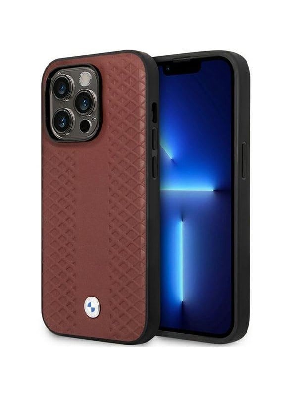 BMW BMHCP14L22RFGR iPhone 14 Pro 61 Burgundyburgundy Leather Diamond Pattern