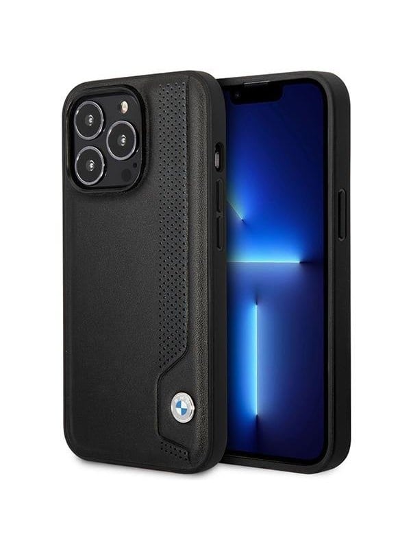 BMW BMHCP14X22RBDK iPhone 14 Pro Max 67 blackblack hardcase Leather Blue Dots