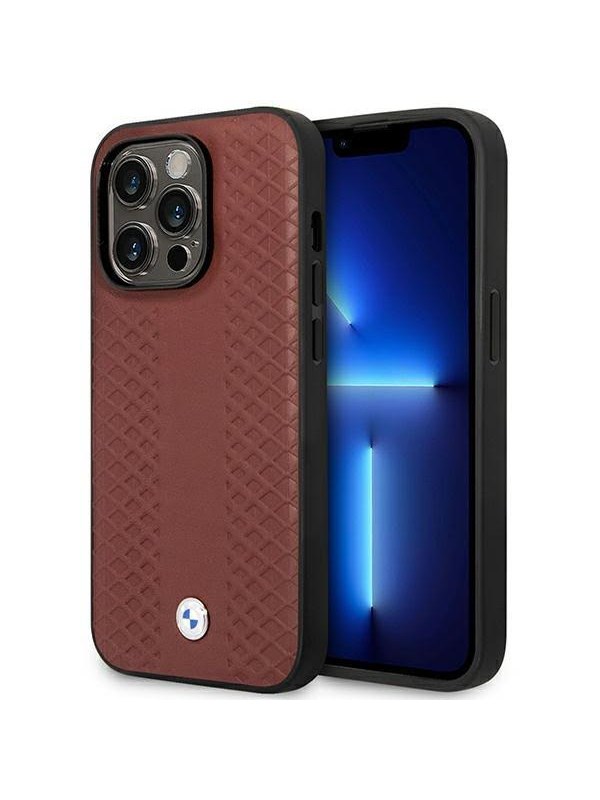 BMW BMHMP14L22RFGR iPhone 14 Pro 61 Burgundyburgundy Leather Diamond Pattern MagSafe