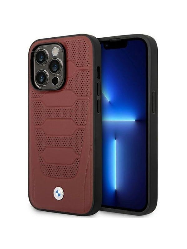 BMW BMHMP14L22RPSR iPhone 14 Pro 61 Burgundyburgundy Leather Seats Pattern MagSafe