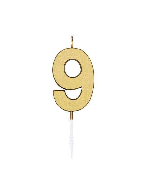 Globos Cake candle 45cm Metallic Gold no 9