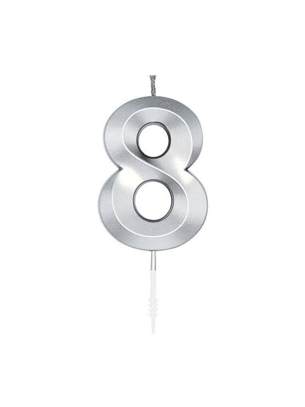 Globos Cake Candle 6cm Metallic Silver no8