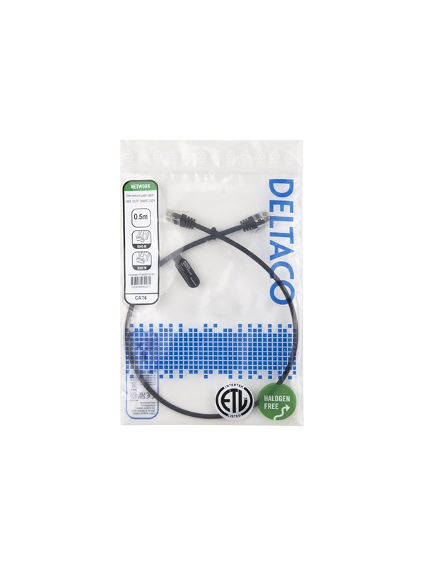 Deltaco patch cable - 05 m - black - Schwarz