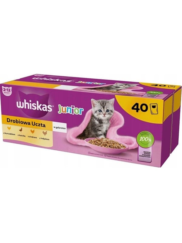 Whiskas Junior Geflügel in Gelee - Nassfutter für Katzen - 40 x 85g