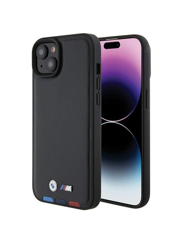 BMW BMHCP15M22PTDK iPhone 15 Plus 67 blackblack Leather Stamp Tricolor
