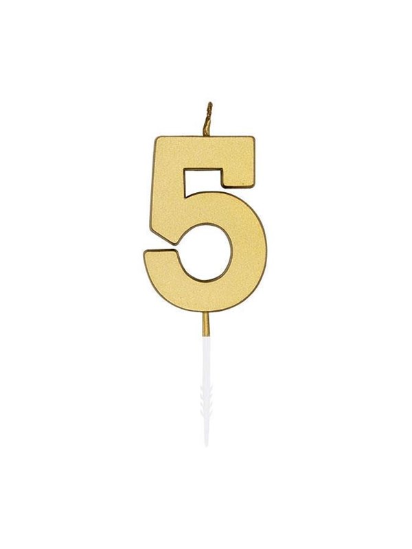 Globos Cake candle 45cm Metallic Gold no 5
