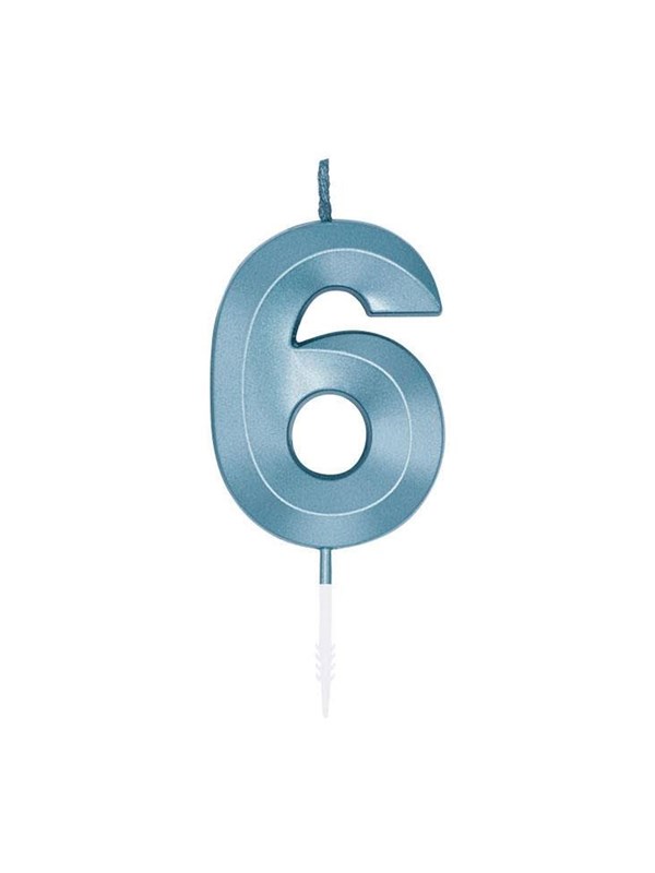 Globos Cake Candle 6cm Metallic Light Blue no 6