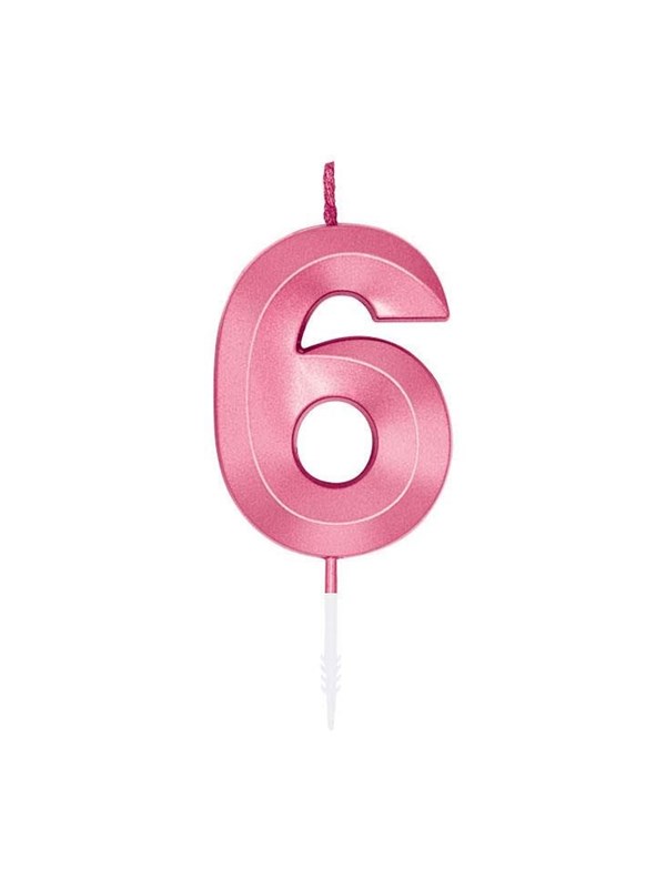 Globos Cake Candle 6cm Metallic Light Pink no 6