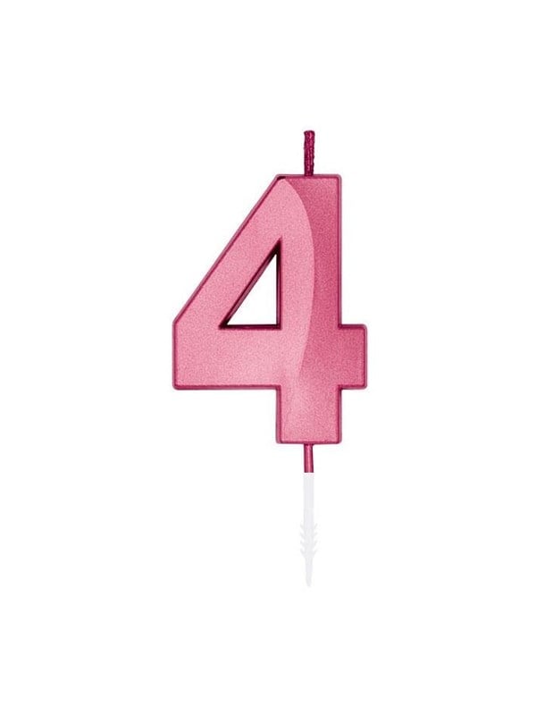 Globos Cake Candle 6cm Metallic Light Pink no 4