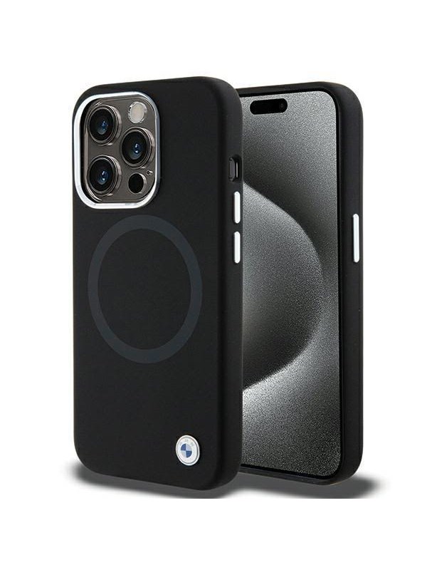 BMW Signature Liquid Silicone MagSafe case for iPhone 15 Pro - black