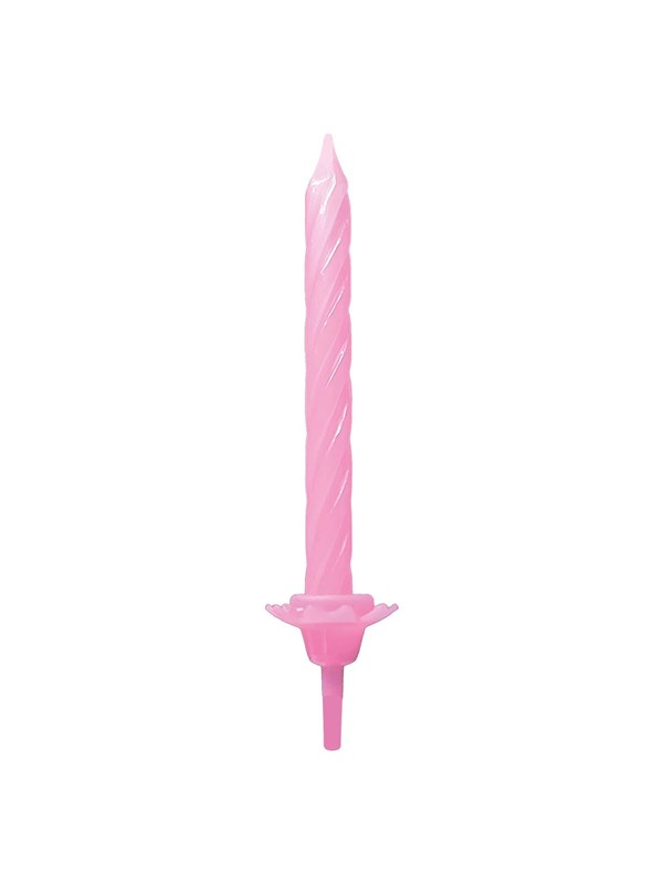 Globos Cake Candles with Holders Light Pink - 12 pcs
