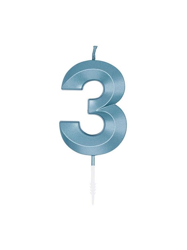 Globos Cake Candle 6cm Metallic Light Blue no 3
