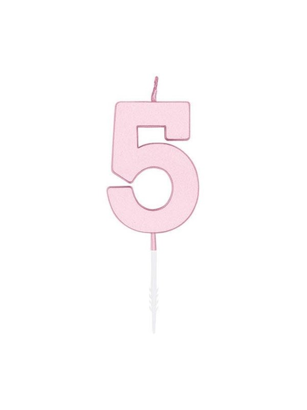 Globos Cake candle 45cm Pastel Pink no 5