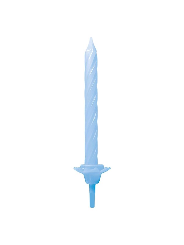 Globos Cake Candles with Holders Light Blue - 12 pcs