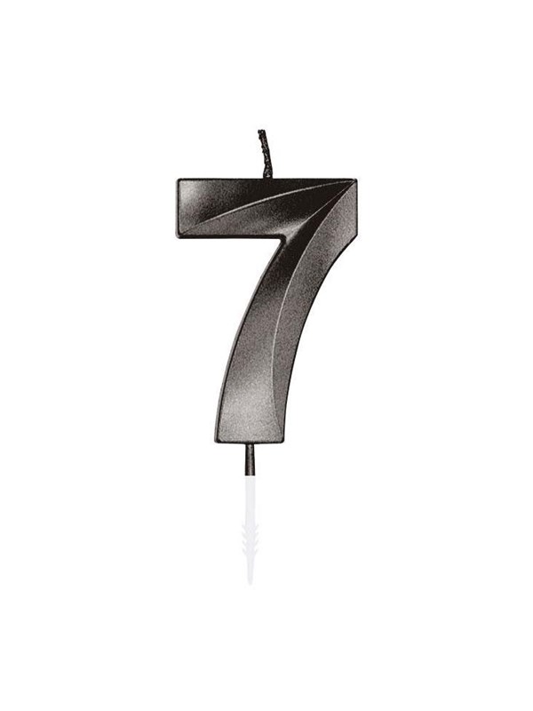 Globos Cake candle 6cm Metallic Black no 7