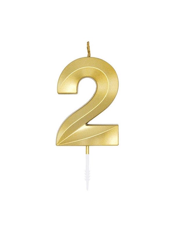 Globos Cake Candle 6cm Metallic Gold no. 2