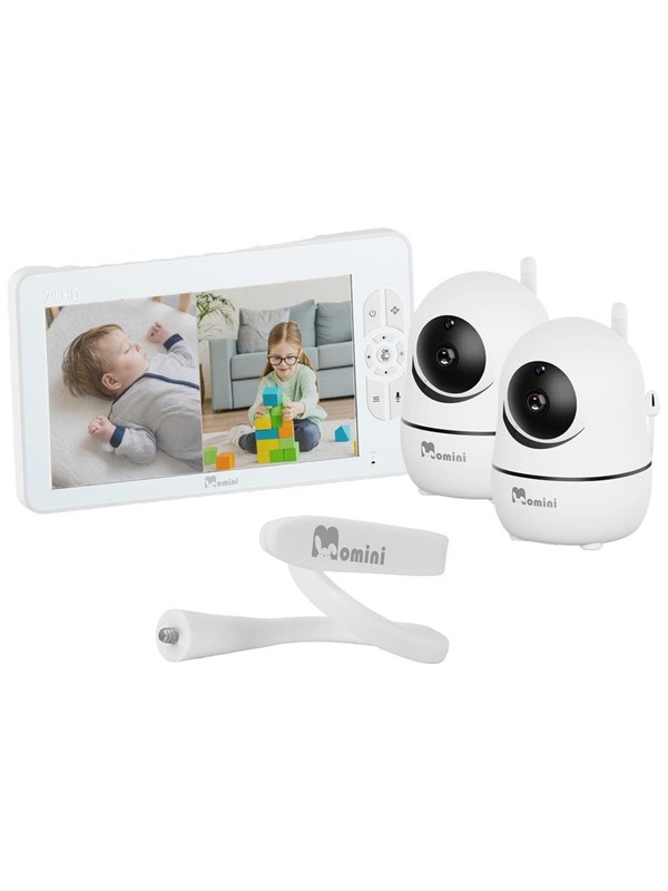 Momini DreamWatcher Baby Monitor with 7 HD Screen and 2 Cameras White