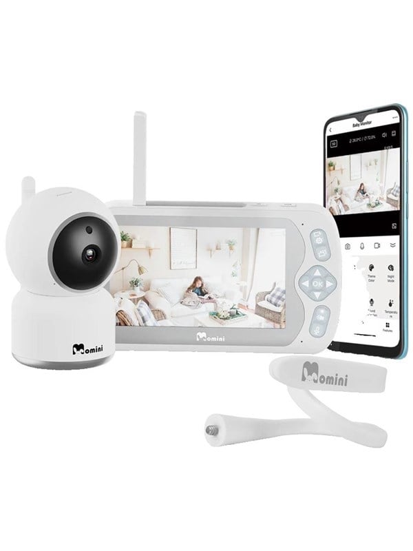 Momini BlissEye Baby Monitor with 5 HD Screen and Camera White