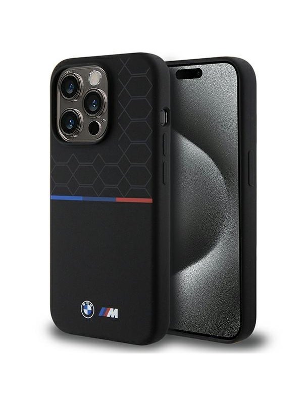 BMW M Silicone Pattern MagSafe case for iPhone 15 Pro - black