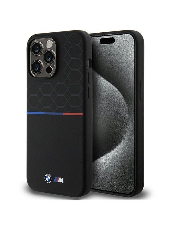 BMW M Silicone Pattern MagSafe case for iPhone 15 Pro Max - black
