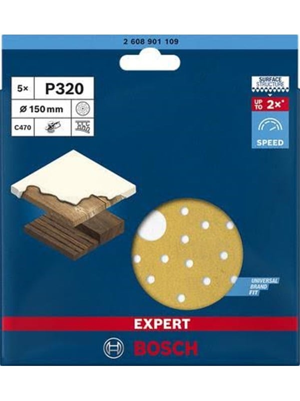 Bosch Accessories EXPERT C470 2608901109 Exzenterschleifpapier gelocht Körnung (num) 320 (Ø) 150 mm