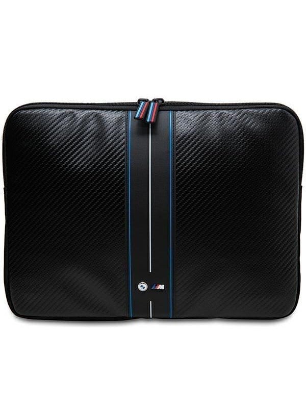BMW Carbon  Blue Stripe sleeve for a 14 laptop - black